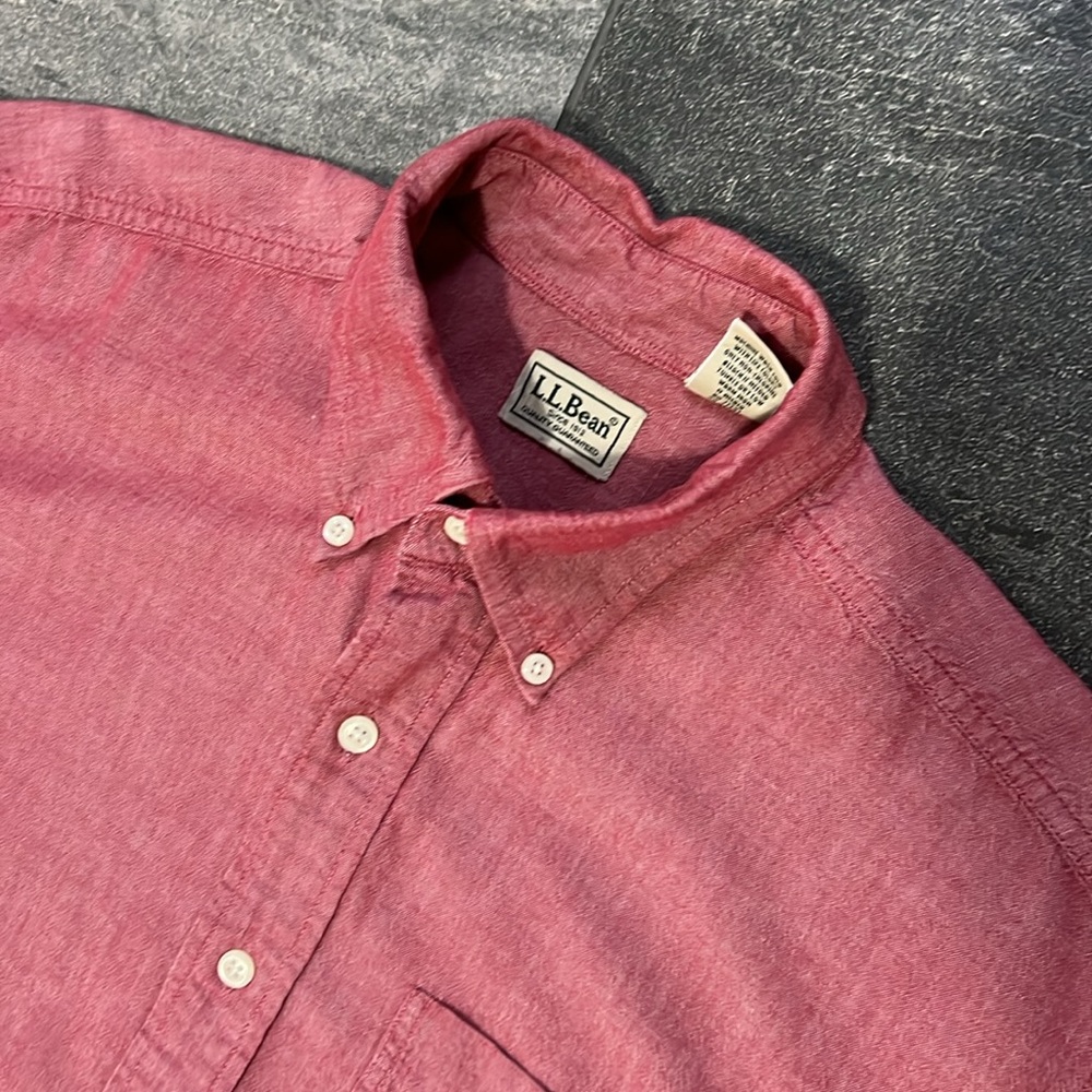 L.L. Bean 100% Cotton Button Front Oxford Shirt